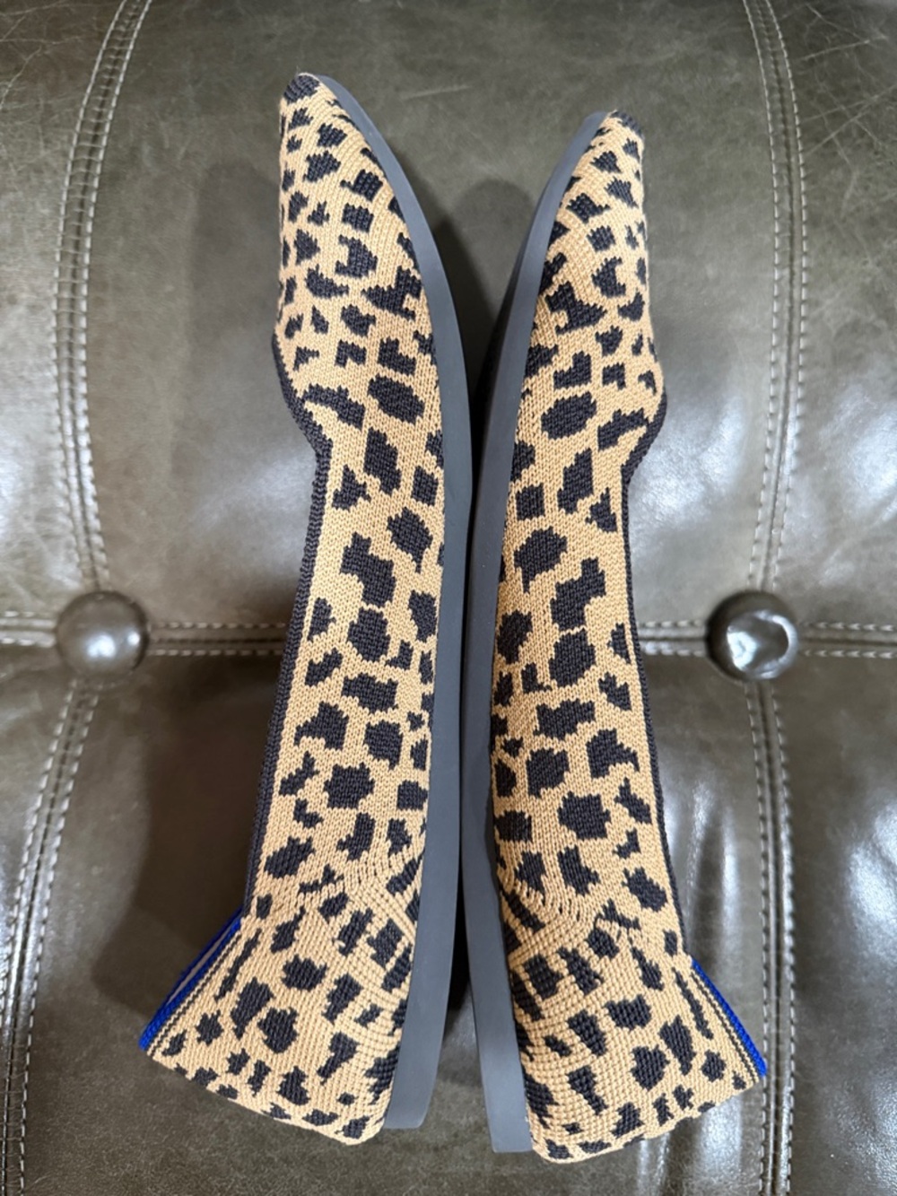 Rothy's Leopard Print Pointed Flats in Tan and Black - Picture 5 of 7